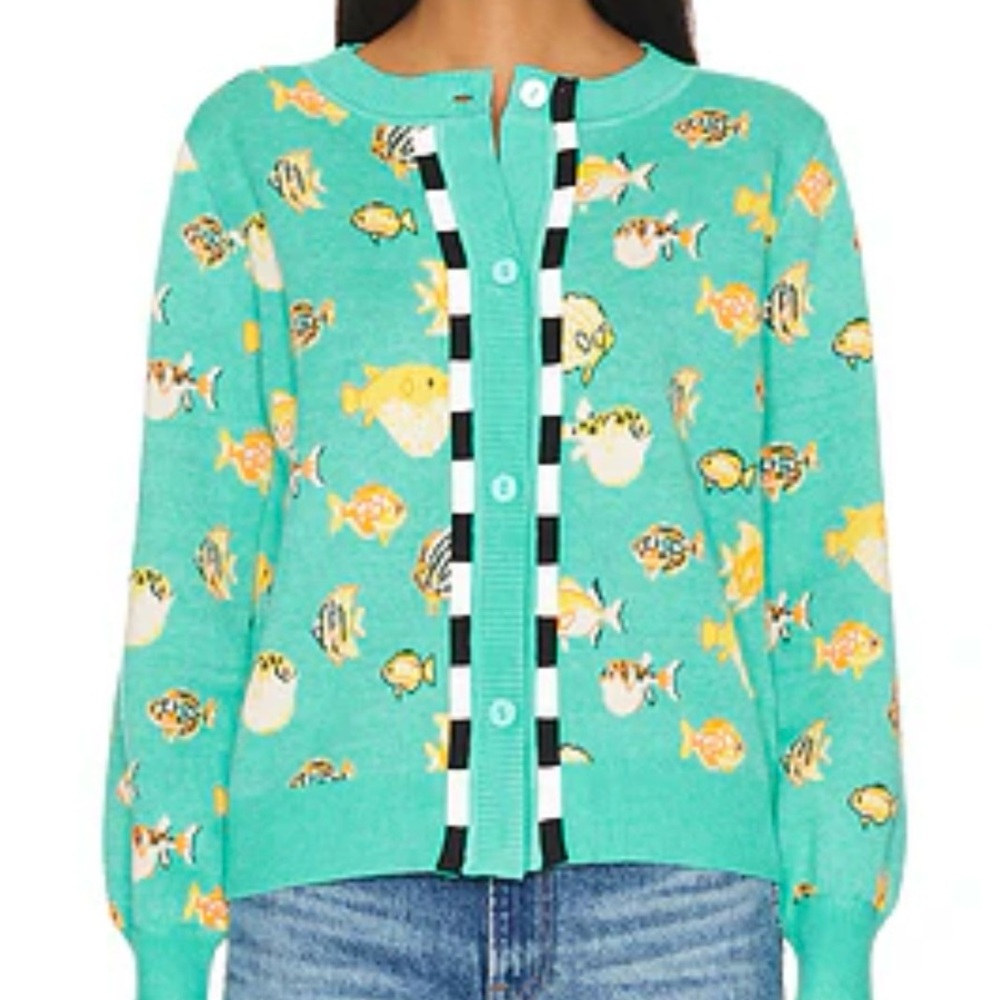 Never Fully Dressed Teal Fish Cardigan